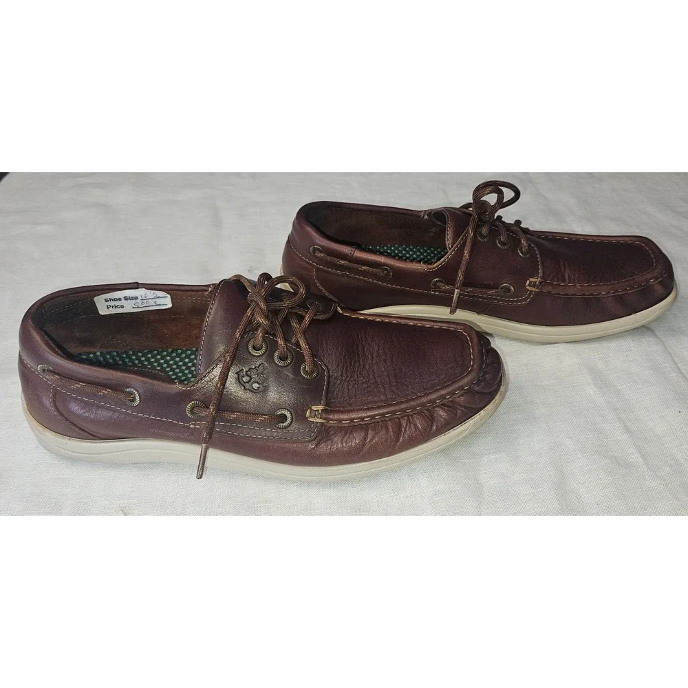 SAS Mens Brown Leather Lace Up Shoes Moc Toe Comfort Casual Walking Size 10.5